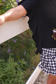 Sideline Sparkle Ruffle Top- Black - Jess Lea Boutique