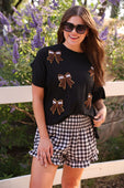 Sideline Sparkle Ruffle Top- Black - Jess Lea Boutique