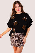 Sideline Sparkle Ruffle Top- Black - Jess Lea Boutique