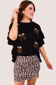 Sideline Sparkle Ruffle Top- Black - Jess Lea Boutique