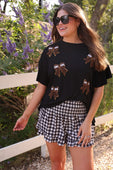 Sideline Sparkle Ruffle Top- Black - Jess Lea Boutique