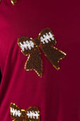 Sideline Sparkle Ruffle Top- Maroon - Jess Lea Boutique