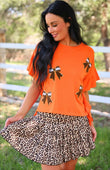 Sideline Sparkle Ruffle Top- Orange - Jess Lea Boutique