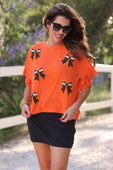 Sideline Sparkle Ruffle Top- Orange - Jess Lea Boutique