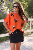 Sideline Sparkle Ruffle Top- Orange - Jess Lea Boutique