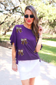 Sideline Sparkle Ruffle Top- Purple - Jess Lea Boutique