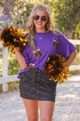 Sideline Sparkle Ruffle Top- Purple - Jess Lea Boutique