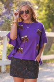 Sideline Sparkle Ruffle Top- Purple - Jess Lea Boutique