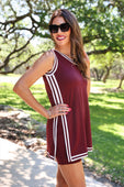 Sideline Tunic Biker Set- Maroon - Jess Lea Boutique