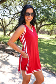 Sideline Tunic Biker Set- Red - Jess Lea Boutique
