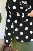 Sloane Button Up Top- After Dark Polka Dot - Jess Lea Boutique