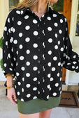 Sloane Button Up Top- After Dark Polka Dot - Jess Lea Boutique