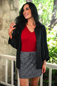 Sloane Button Up Top- Black - Jess Lea Boutique