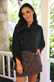 Sloane Button Up Top- Black - Jess Lea Boutique