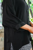 Sloane Button Up Top- Black - Jess Lea Boutique