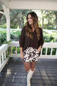 Sloane Button Up Top- Chocolate - Jess Lea Boutique