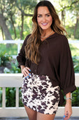 Sloane Button Up Top- Chocolate - Jess Lea Boutique