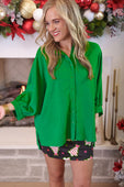 PREORDER- Sloane Button Up Top - Green - Jess Lea Boutique