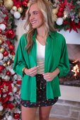 PREORDER- Sloane Button Up Top - Green - Jess Lea Boutique