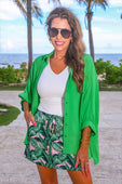 Sloane Button Up Top- Neon Lime - Jess Lea Boutique
