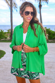 Sloane Button Up Top- Neon Lime - Jess Lea Boutique