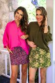 Sloane Button Up Top- Olive - Jess Lea Boutique