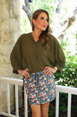 Sloane Button Up Top- Olive - Jess Lea Boutique