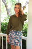 Sloane Button Up Top- Olive - Jess Lea Boutique