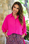 Sloane Button Up Top- Pink - Jess Lea Boutique