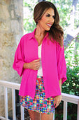 Sloane Button Up Top- Pink - Jess Lea Boutique