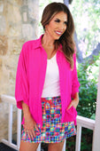 Sloane Button Up Top- Pink - Jess Lea Boutique