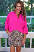 Sloane Button Up Top- Pink - Jess Lea Boutique