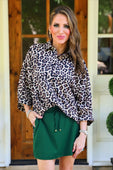 Sloane Button Up Top- Safari Chic - Jess Lea Boutique