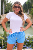 Solid Dusty Blue Everyday Shorts - Jess Lea Boutique
