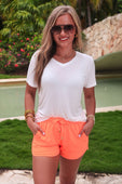 Solid Neon Coral Everyday Shorts - Jess Lea Boutique