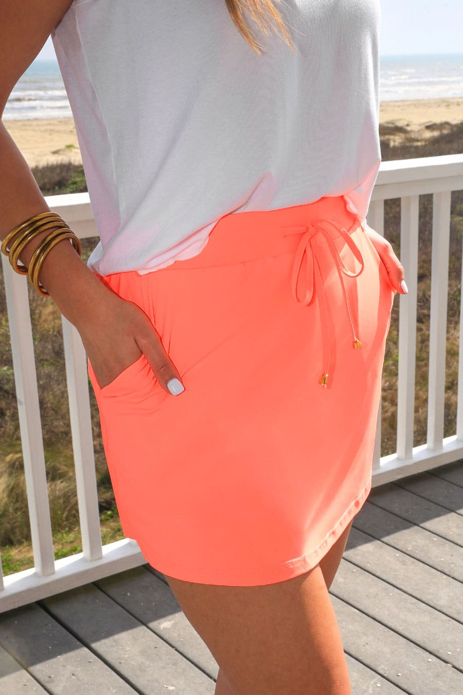 Solid Neon Coral Skort - Jess Lea Boutique
