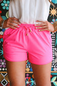 PREORDER-Solid Neon Pink Everyday Shorts - Jess Lea Boutique