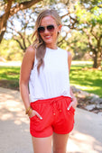 Solid Red Everyday Shorts - Jess Lea Boutique