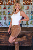PREORDER-Spice It Up Checkered Denim Skirt - Jess Lea Boutique
