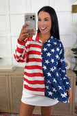 Stars and Stripes Quarter Zip Pullover - Jess Lea Boutique