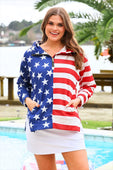 Stars and Stripes Quarter Zip Pullover - Jess Lea Boutique