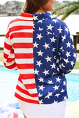 Stars and Stripes Quarter Zip Pullover - Jess Lea Boutique