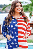 Stars and Stripes Quarter Zip Pullover - Jess Lea Boutique