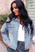 Stella Rhinestone Denim Jacket - Jess Lea Boutique