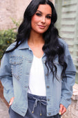 Stella Rhinestone Denim Jacket - Jess Lea Boutique