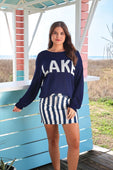 Striped Nova Denim Skirt- Navy - Jess Lea Boutique