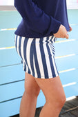 Striped Nova Denim Skirt- Navy - Jess Lea Boutique
