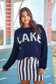 Striped Nova Denim Skirt- Navy - Jess Lea Boutique