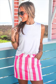 Striped Nova Denim Skirt- Neon Pink - Jess Lea Boutique
