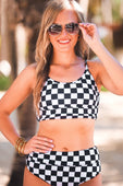 Sundazed Two Piece Swimsuit- Checkerboard Checkered - Jess Lea Boutique